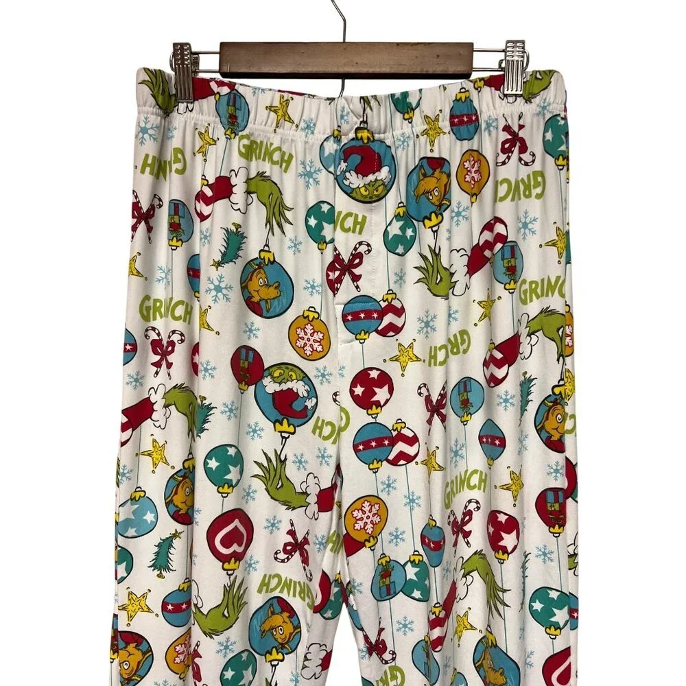 Grinch Men's Pajama Set Top Bottom Christmas Holiday Novelty Medium 38 40 PJs